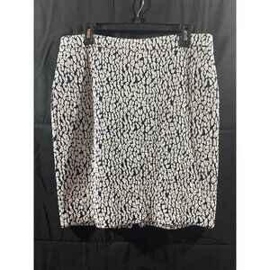 Michael Kors Women's Cheetah Print Ponte Skirt Large Navy & White